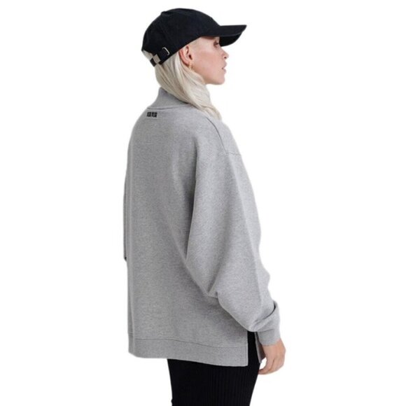 Superdry Ana High Neck Crew Sweatshirt grey oversized cotton blend slouchy 4 - Picture 2 of 14